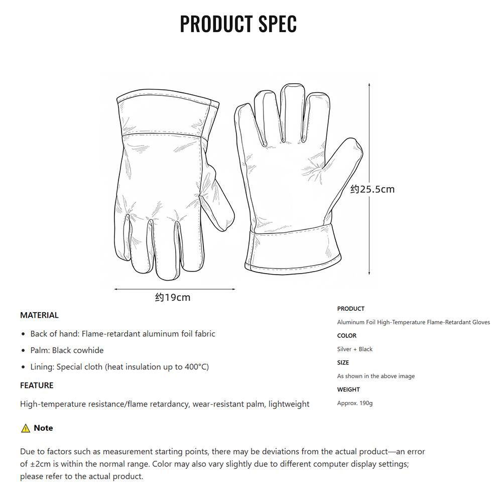 Work Gloves Water-Resistant Insulated Heat Resistant Insulation Cowhide Gloves Durable for Camping, BBQ, Fire Starting