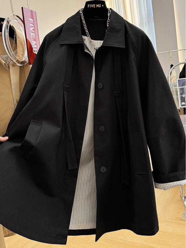 2025 High-End Ležérní Dámský Středně Dlouhý Trenčkot - Jaro/Podzim Tenká Pracovní Bunda Trend