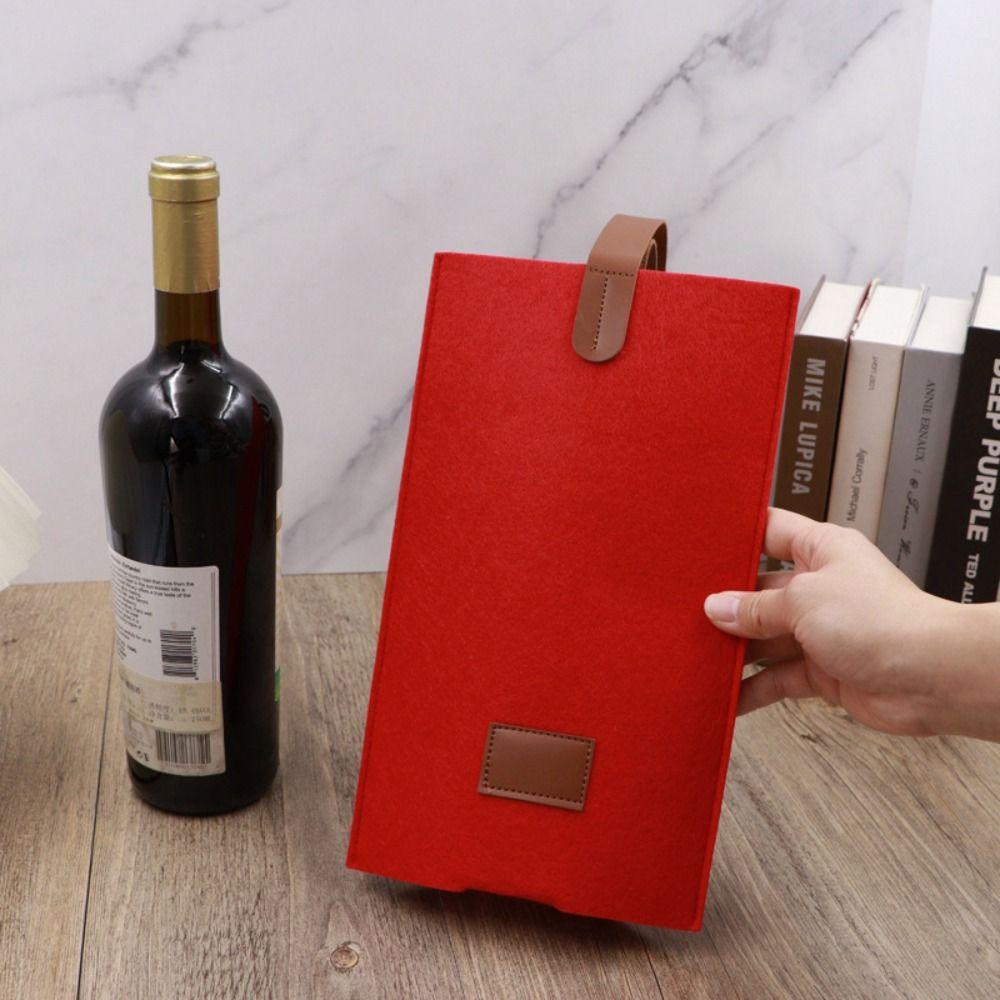Simple Felt Wine Bag Solid Color Insulated Red Wine Pouch Single Double Bottle Carrier