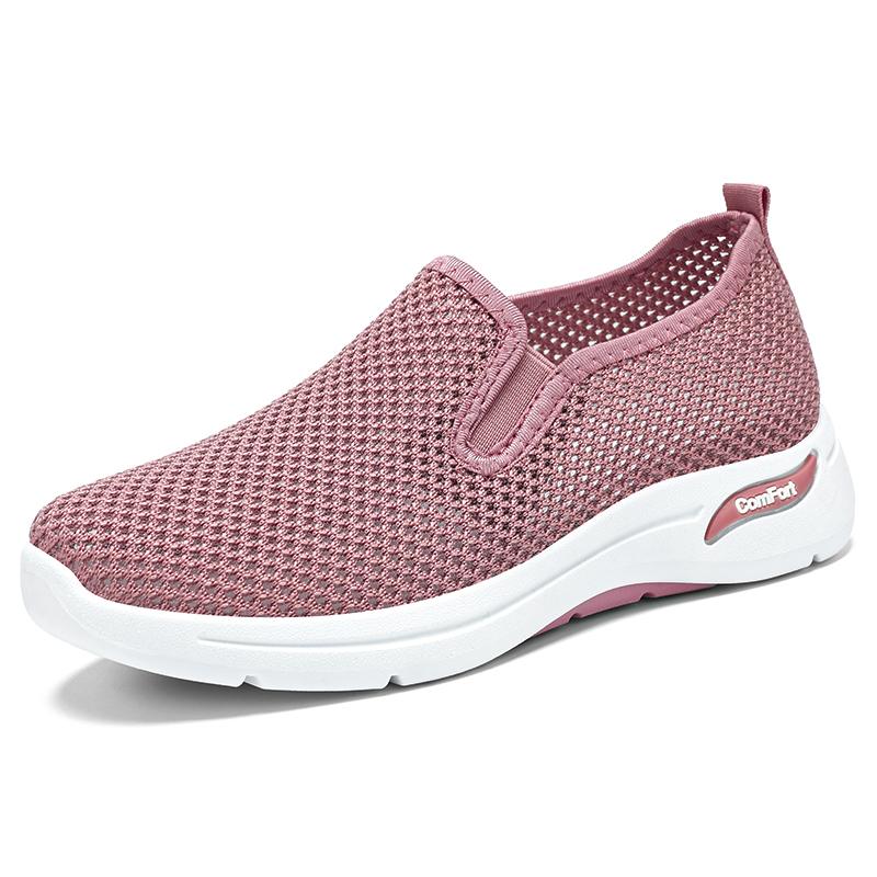 New Women Sports Shoes with Soft Soles Lightweight Non Slip Mesh Breathable Casual Shoes One-foot Wear with Perforated Comfortab