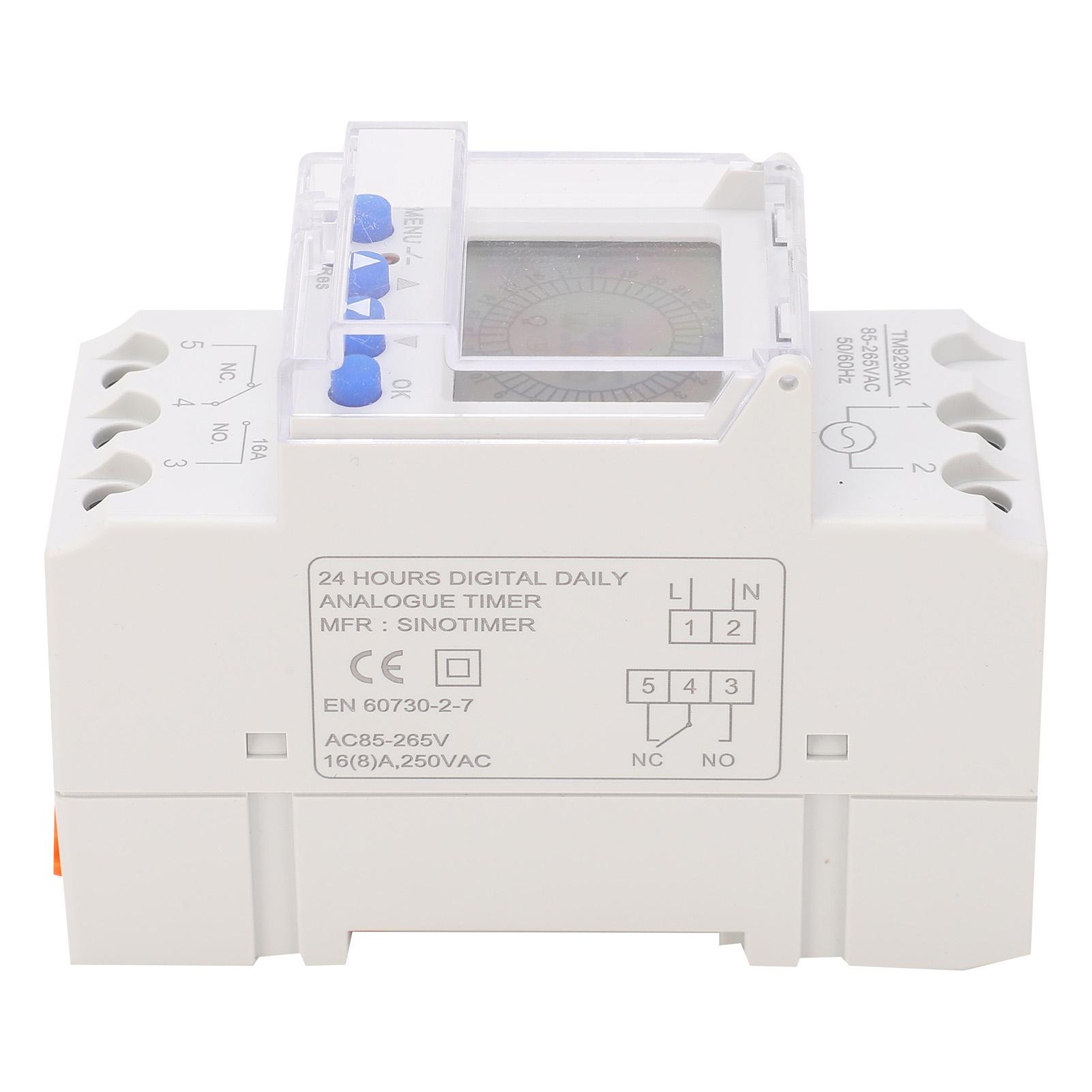 

Digital Timer Switch Analog Programmable Backlit Liquid Crystal Display TM929AK 85‑265V 16A