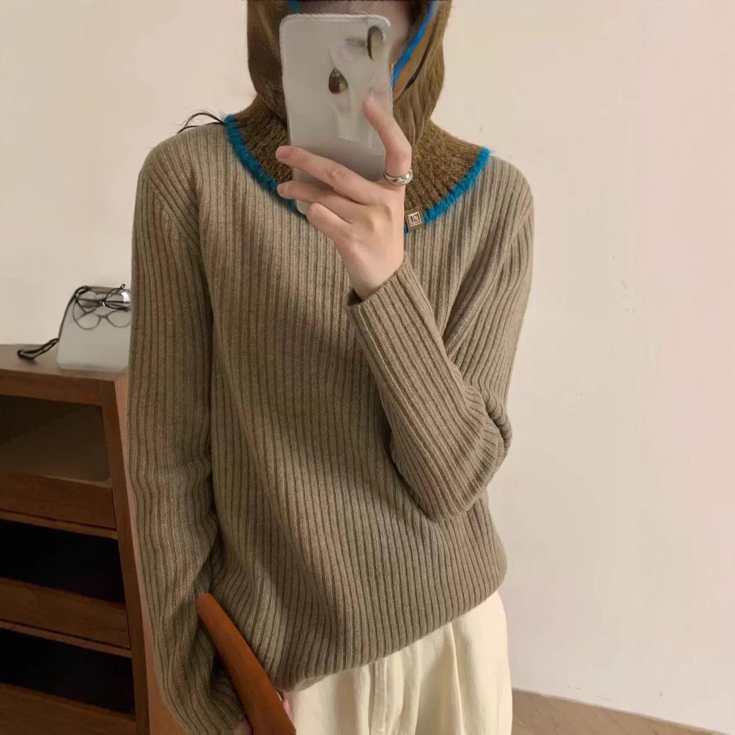 

Women s Ribbed Wool Turtleneck Sweater: Autumn/Winter 2024 Thick Pullover Knitwear Medium