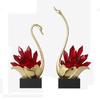 Gilded Crystal Swan Sculpture Two Piece Set Creative Artwork Ornaments Golden Swan Desk Decoration Modern Home Decor Accessories
