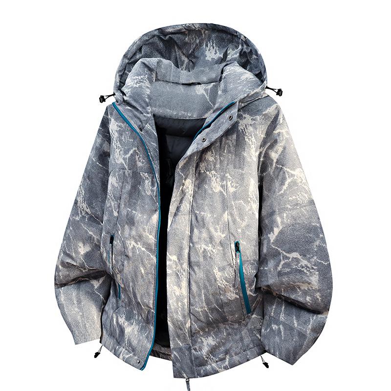 Giacca da Sci in Cotone Ispessito con Cappuccio Mimetico da Uomo e Donna - Capo d'Abbigliamento Invernale alla Moda