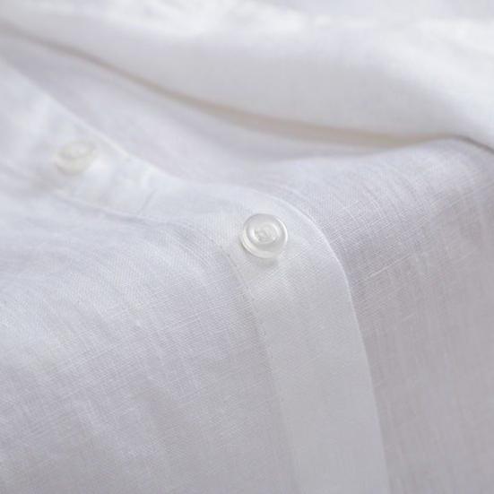 Męska koszula ze stójką, casualowa, w jednolitym kolorze, zapinana na guziki, z mieszanki bawełny, z długim rękawem, do biura, na ulicę