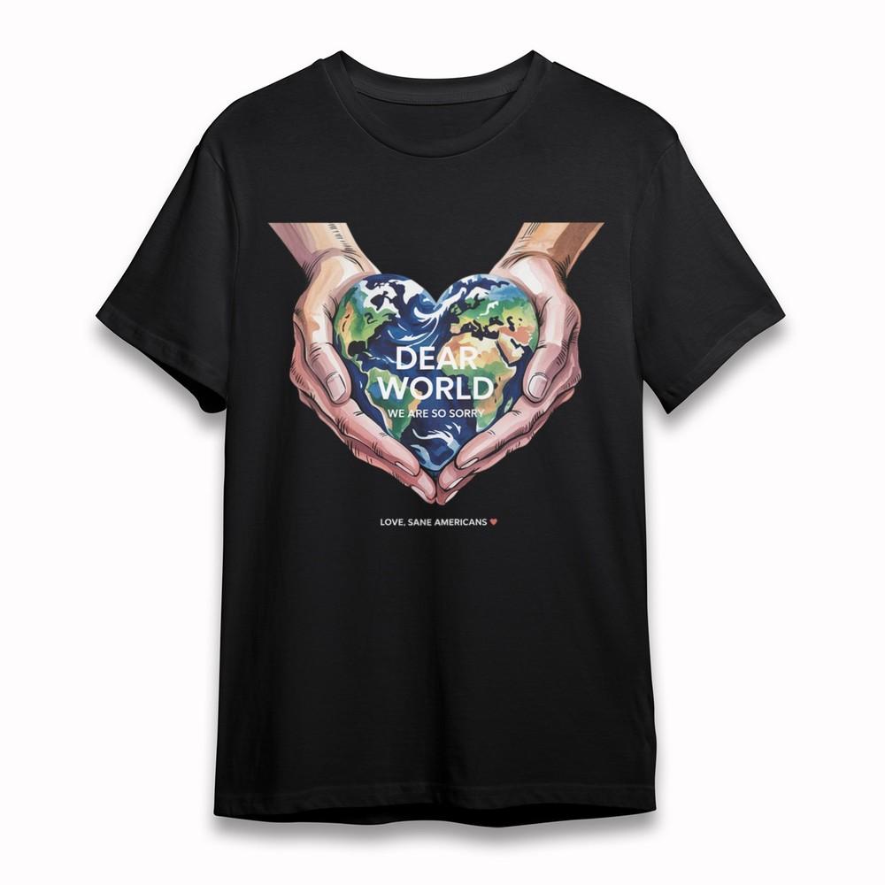 Women's Plus Size Soft Trend Classic T-Shirt Planet Heart Symbol Eco Art Tee USA