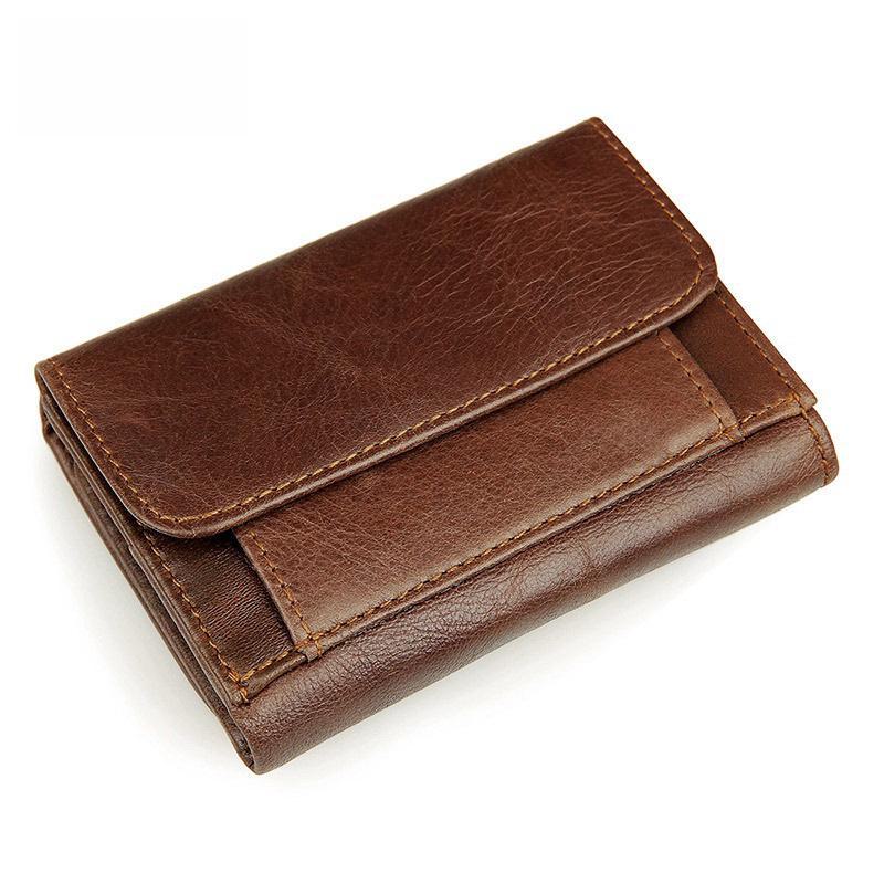 Jiamida Men's RFID-Blocking Genuine Leather Vertical Wallet with Multi-Card Slots and Money Clip
