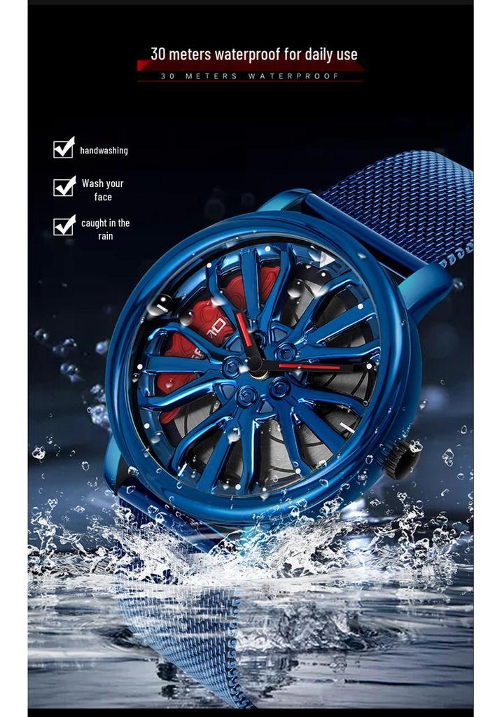 Sanda 1057 Men's Quartz Watch: Hollow Design with Mesh Strap