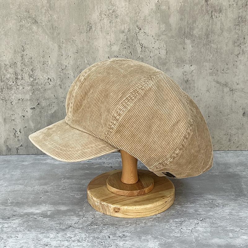 Japanese Corduroy Octagonal Hat Children'S Cloud Hat Retro Big Head Circumference Duck Tongue Versatile Painter Beret