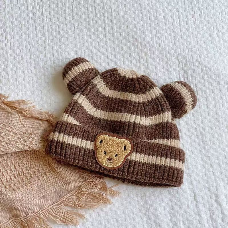Children's hats Infants autumn and winter knitted hats Baby warm thickened boys and girls ins cute wool hats