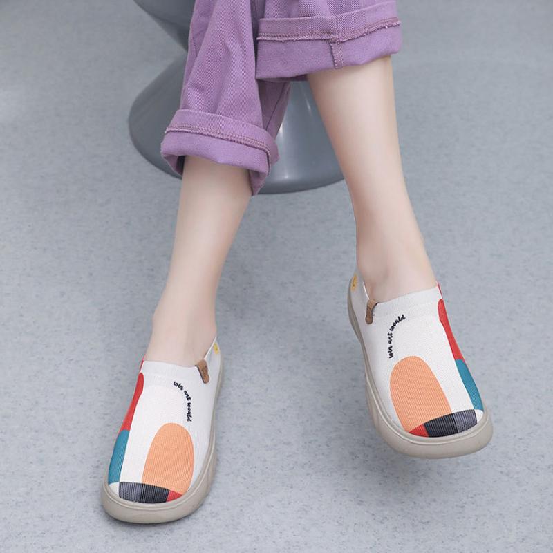 Trendy Casual Shoes 2024 New Painted Soft Surface Thick Sole Anti Slip Casual One Foot Shoes for Women Zapatillas De Deporte