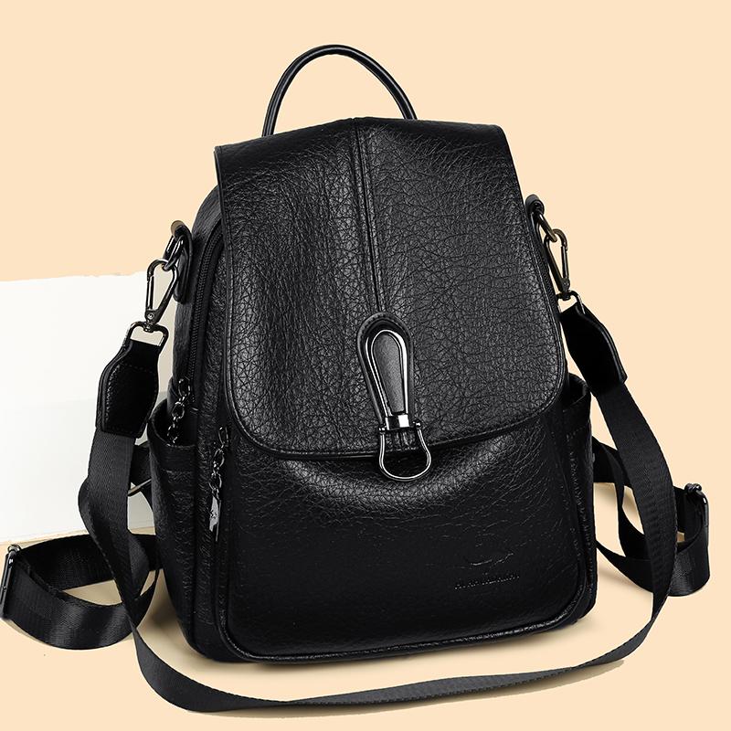 Vintage Backpack Women's PU Backpack Large Capacity Multifunctional Shoulder Bag