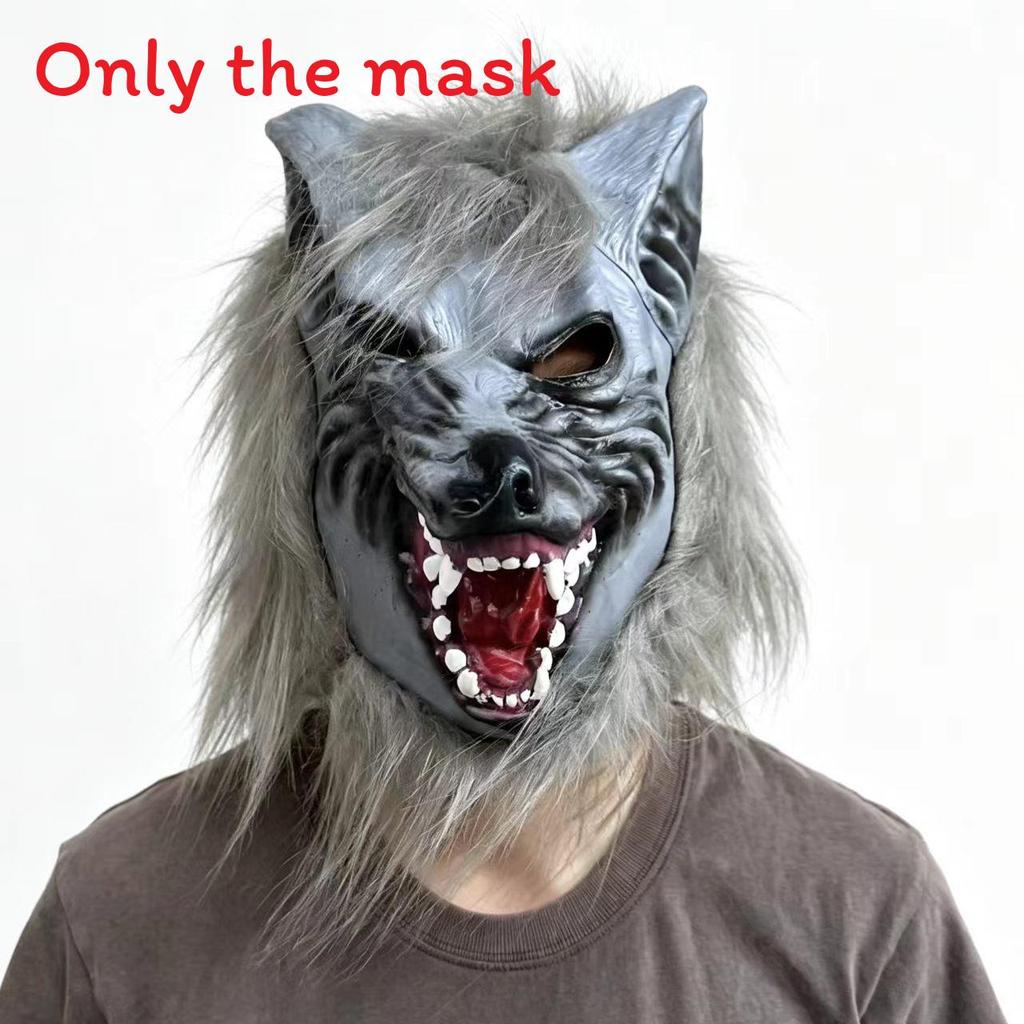 Wolf Head Mask For Halloween Horror Costume Latex Masked Dress Up Party Accessory