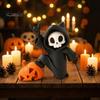 Integrated Molding Skeleton Decor Little Pumpkin Skull Ornament, 3D Printed Halloween Decor, Cute Desktop Miniature for Home Figurine Table Decoration