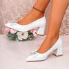 Fashion High Heel Single Shoes Summer New Pointed Head Shallow Mouth Drill Flower Set Foot Anti-slip Wear-resistant Square Heel Shoes