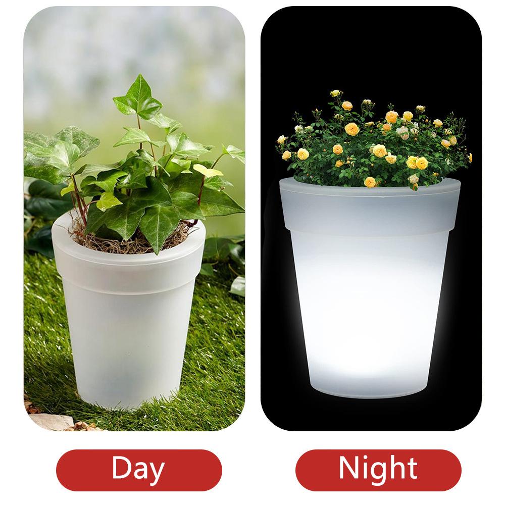 Solar Powered LED Flower Pot Outdoor, Rechargeable Solar Luminous Waterproof LED Planters Pot ,Balcony Landscape Night Lamp