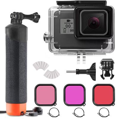 FitStill 60M/196ft Waterproof Underwater Housing Diving Kit for GoPro Hero 7/6/5/2018 with 3 Diving Filters and Floating Handle - Black Accessory Divi
