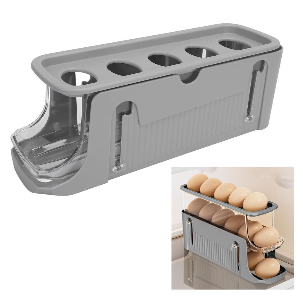 Rolling Egg Dispenser for Refrigerator Space Saving 2 Tier Automatic Egg Storage Container   for Refrigerator Kichen Cabinet