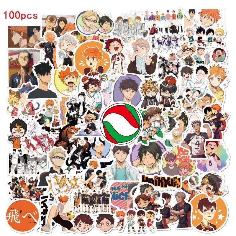 Unique 100pcs Japanese Anime Haikyuu!! Graffiti Stickers Perfect For Laptops And Suitcases