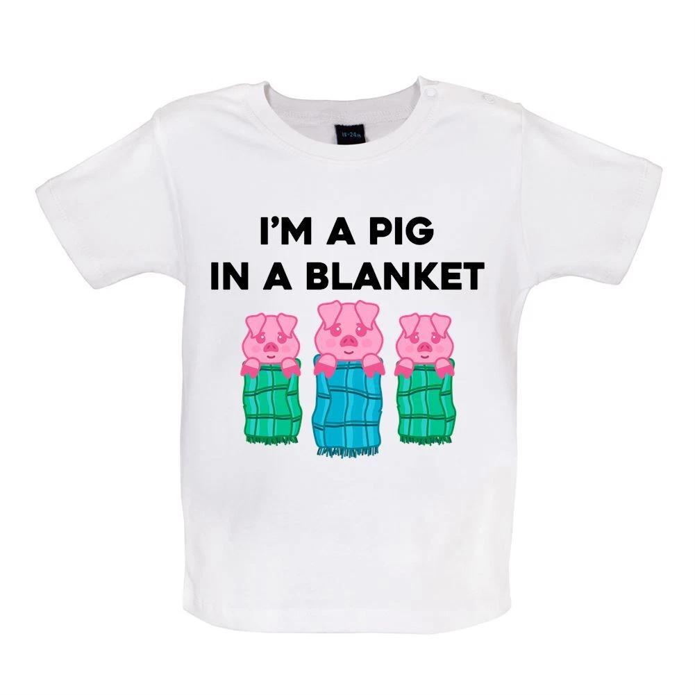 

I m A Pig In A Blanket - Baby Kids Boys Girls Unisex T-Shirt / Babygrow - Funny Xmas Christmas Dinner 140