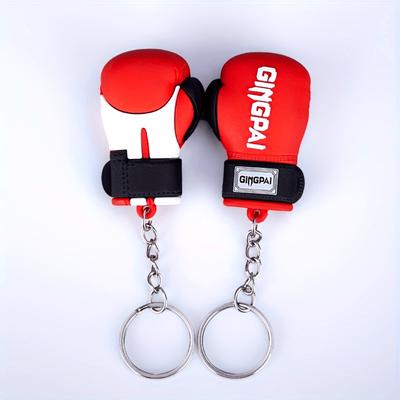 Mini portachiavi guantone da boxe, portachiavi semicircolare in gomma a tema sportivo, portachiavi galleggiante con chiusura ad anello aperto