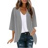 Veste Cardigan Décontractée Mode Femme à Manches Sept Partagées Couleur Unie