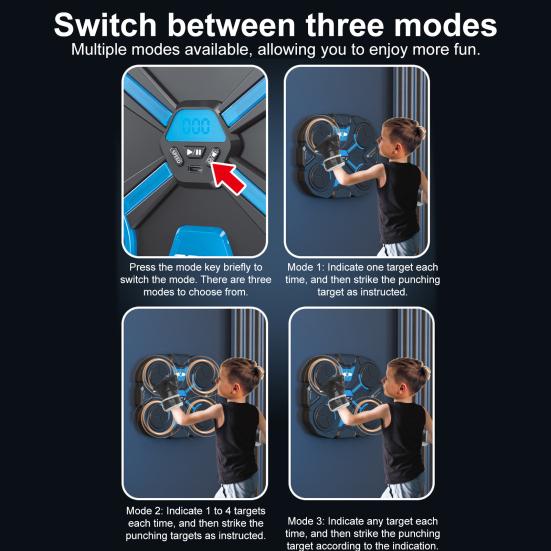 Máquina de Boxeo Musical Montada en la Pared Objetivo de Boxeo Compatible con Bluetooth con Modos de Contador de Golpes LED Entrenador Electrónico de Boxeo Ajustable Almohadilla de Golpeo