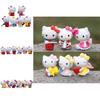 6pcs Hello Kitty Angel Bow Series Mini Model Ornament Set For Desk Decor And Gift Souvenirs