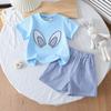 Easter Girls' 3D Cartoon Letter T-shirt & Shorts Short Sleeve Summer Fashion Casual Toddler 1-3 Years Outdoor