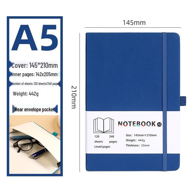 A5 Soft Leather Notebook: Multi-Color Options, Customizable, Thickened Pages, Ideal for Students and Business.