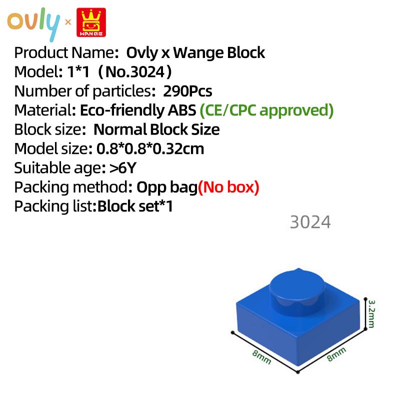 WANGE 1*1 Строительные блоки 290 шт. №3024 Маленькие совместимые кирпичики 1-отверстие Низкие элементы Аксессуары MOC DIY Насыпью Детская игрушка