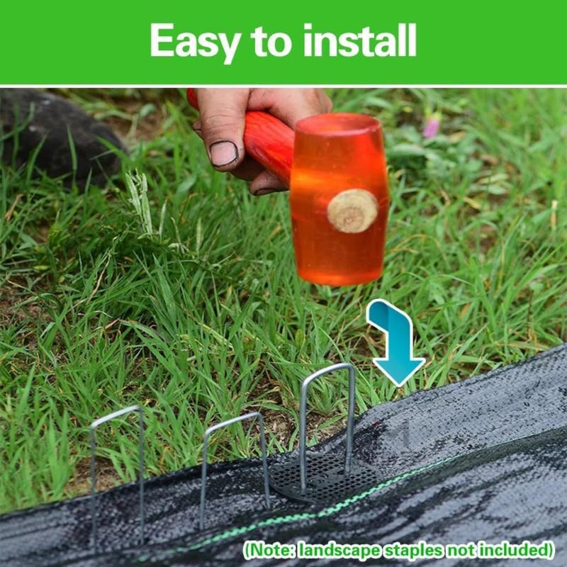 U Shaped Garden Stakes Kits Metal Sod Pins and Gaskets for Ground Cover Galvanized Landscape Staple and Cushions