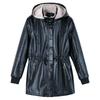 Women's Mid-Length Slim-Fit PU Leather Jacket with Fleece Lining for Fall/Winter