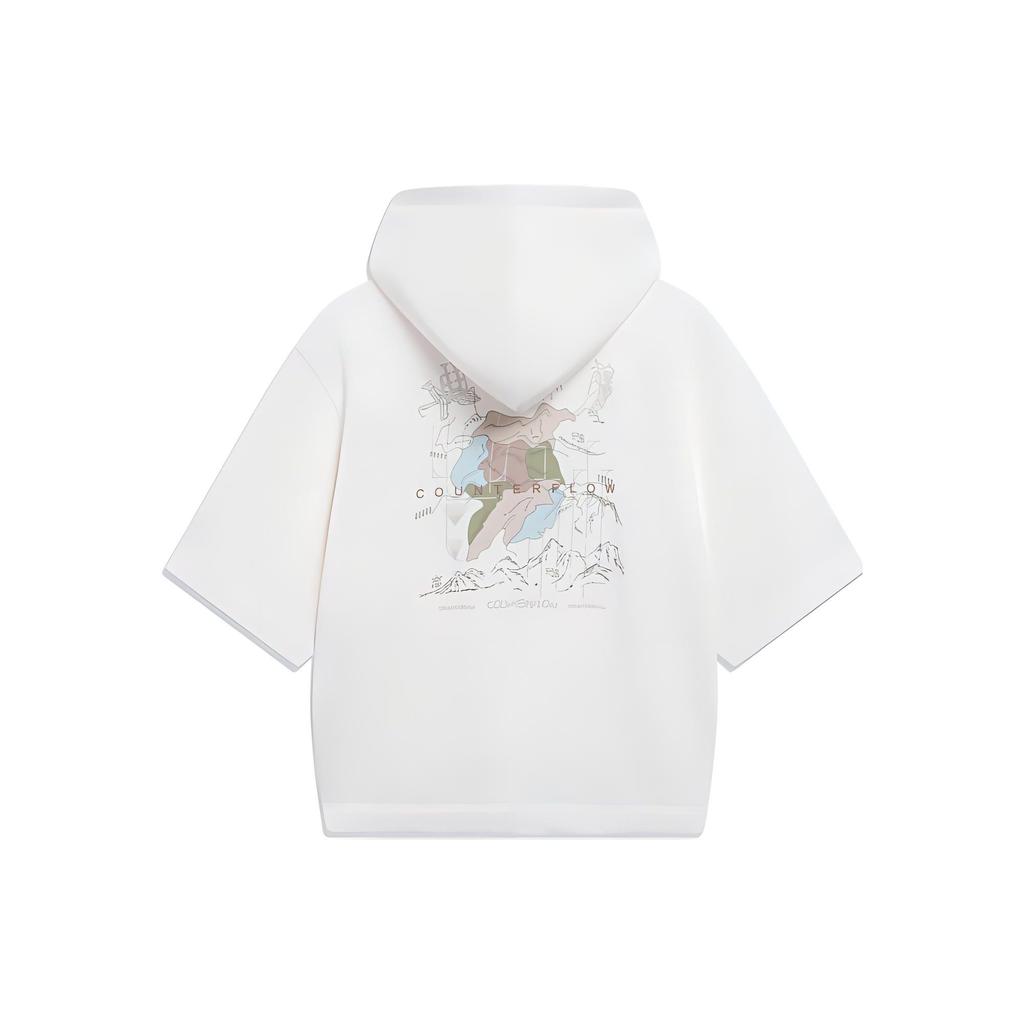 Li-Ning SS23 Sport Life Series Solid Color Pullover Short Sleeve Hoodie Unisex Tops Milk-White AWDT535-1