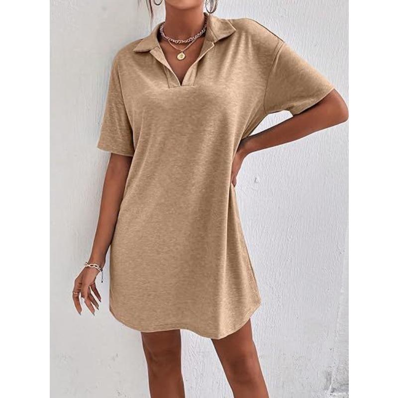 Summer Collar Short Sleeved Dresses Casual Loose Women's Dress