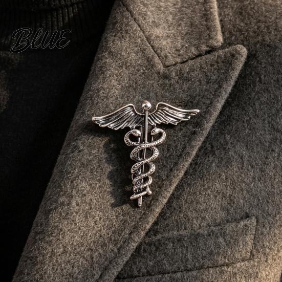 Sweater Brooch Pin Angel Wing Entwined Snake Brooch Vintage Alloy Lapel Collar Pin Suit Accessory Men Women Jewelry Accessories for Dress Coat Scarf