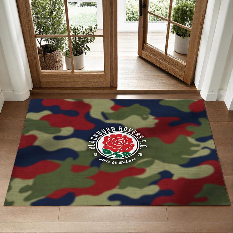 Blackburn Rovers Football Design Crystal Velvet Rug Soft Decorative Mat for Bedroom Entrance