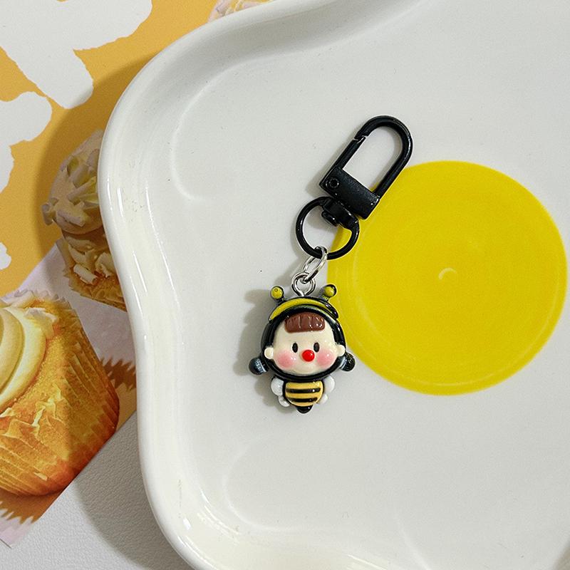 Cartoon Resin Bee Keychain Pendant Keyring Backpack Charm Headphone Case Accessories Creative Decoration Gift