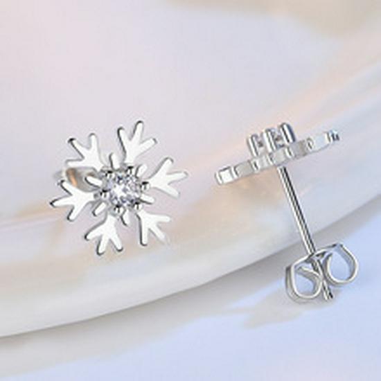 

Серьги-пусеты из стерлингового серебра S925 с цирконом в виде снежинки – Рождественская мода в корейском стиле для женщин