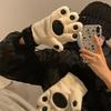 Student Padded Thickened Gloves Cold Winter Cycling Gloves Cartoon Cute Bear Paw Cat Claw Plush Gloves Women's Hanging Neck Large Size Gloves