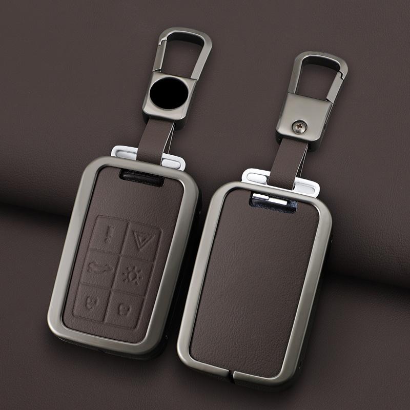 Skórzany Etui na Kluczyk Samochodowy ze Stopu Cynku 5/6 Przycisków Do Volvo Xc60 V60 S60 S80 Xc70 V40 Etui na Kluczyk Etui na Brelok do Kluczy Samochodowych