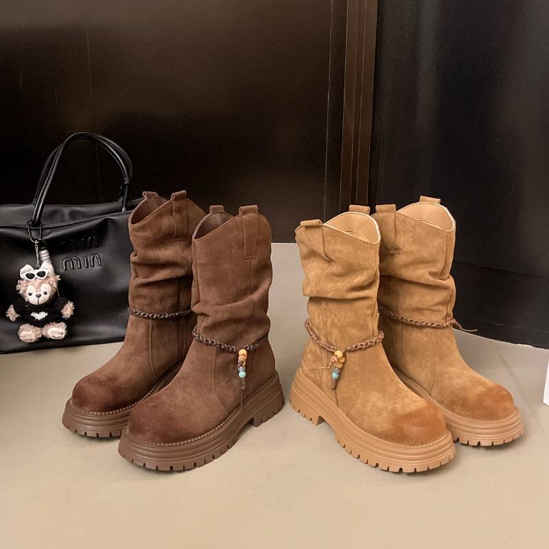 Kurzstiefel mit dicker Sohle Kinder Herbst und Winter neue Martin-Stiefel Western Maillard schlankmachende und höhenverlängernde Stiefel