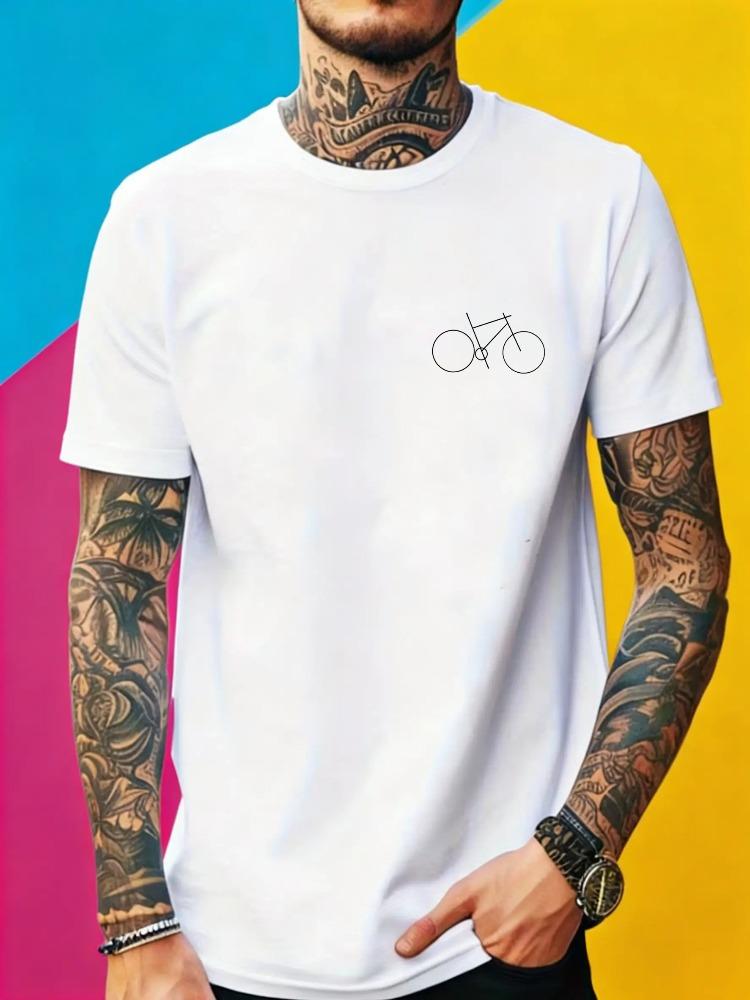 T-shirt Unisex Semplice Linea Singola Stampa Bici sul Petto Cotone Girocollo Manica Corta Amante del Ciclismo Casual Estiva Quotidiana Top Base
