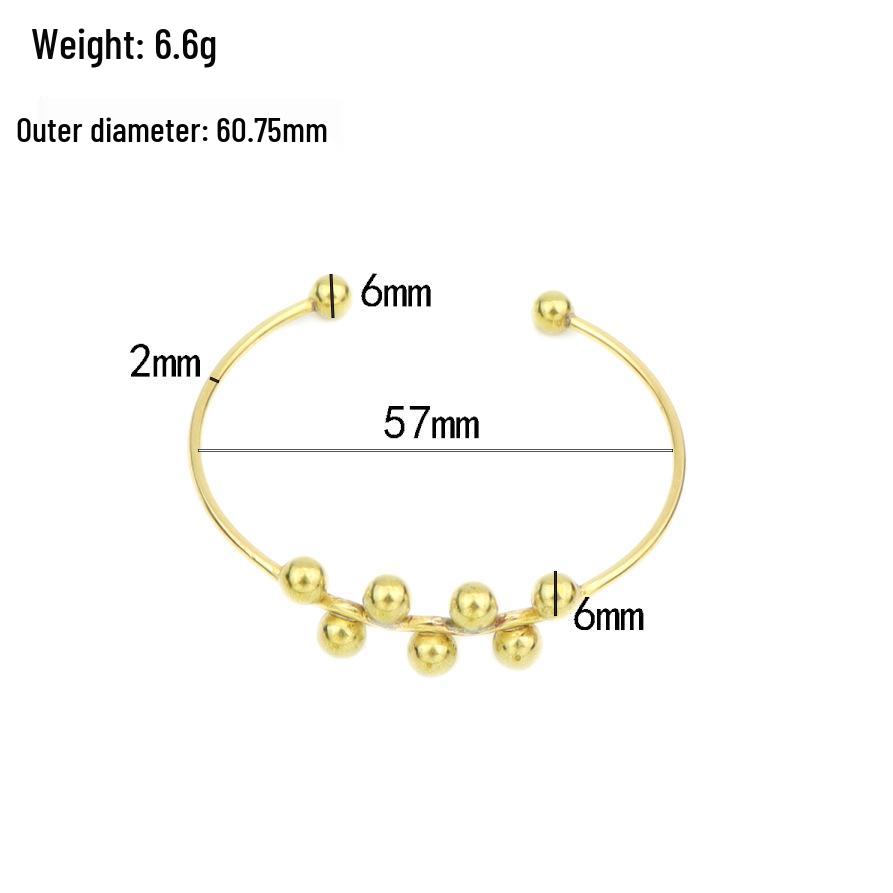 Girls Cute Grape Bead & Round Bead Bracelet, Delicate Copper Geometric Half-Open Wristband