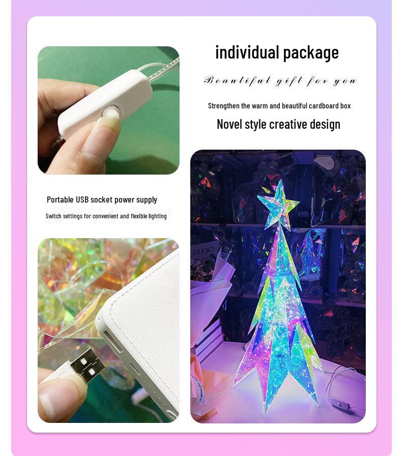 Starlight LED Hologram Rhombus Christmas Tree Lights - Luminous Flashing Home Decoration
