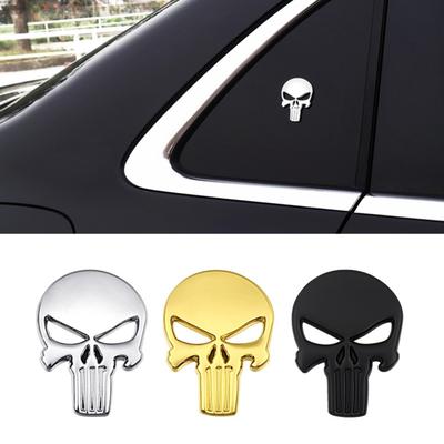 1PC 3D Metal Punisher Skull Skeleton Head Emblem Sticker Modified Scratch Fuel Tank Sticker Decoration Car Accessories