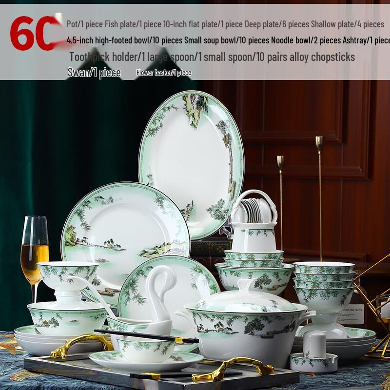 60-Piece European Bone China Dinnerware Set