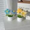Artificial Flowers Potted Crochet Flower Ornament Desk Accessories Room Decoration Home Decor Holiday Gifts
