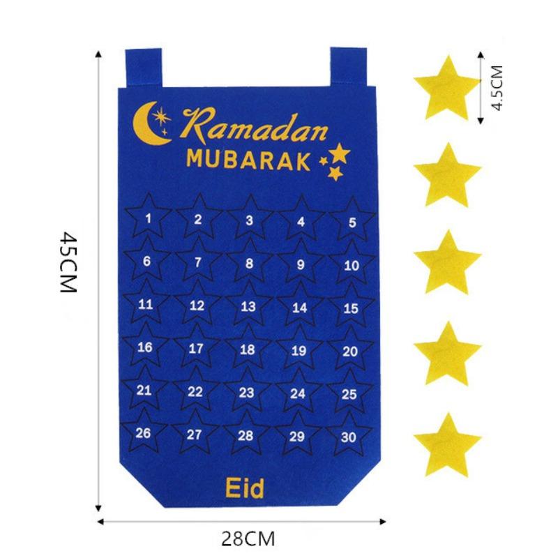 Ramadan Mubarak Countdown-Kalender Traditionelle Plüsch-Hängedekoration Islamische Muslimische Partyzubehör für Heimdekoration Eid-Feier