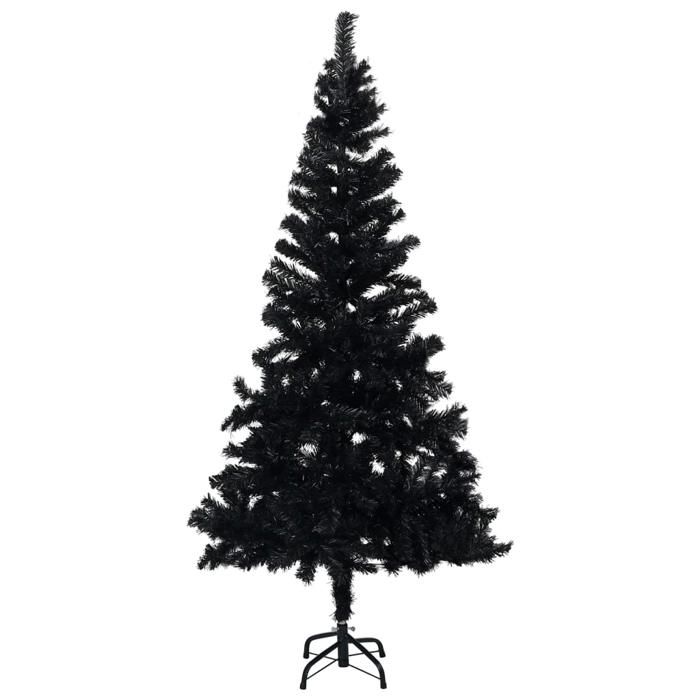 VidaXL Sapin de Noël artificiel avec support Noir 150 cm PVC